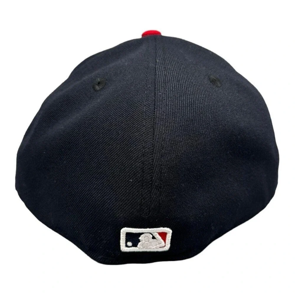 New Era 59Fifty Atlanta Braves Navy Blue Red Fitted Hat Men's Sz 7-3/4 NEW